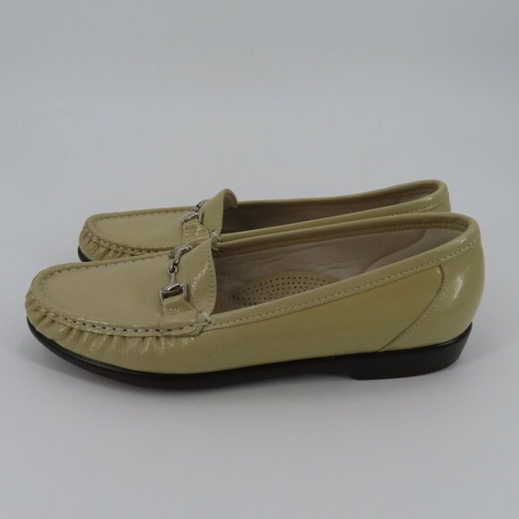 SAS Tripad Womens 9 S Beige Khaki Patent Leather Silver Metal Horse Bit Loafers - Picture 5 of 14